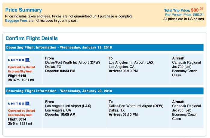 Dallas to Los Angeles