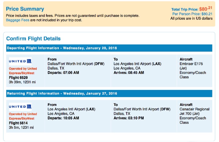 Dallas to Los Angeles