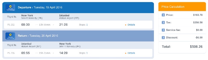New York to Istanbul