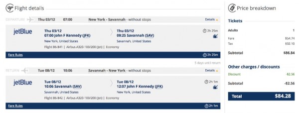 New York to Savannah
