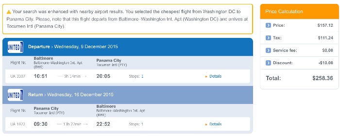 Washington to Panama City