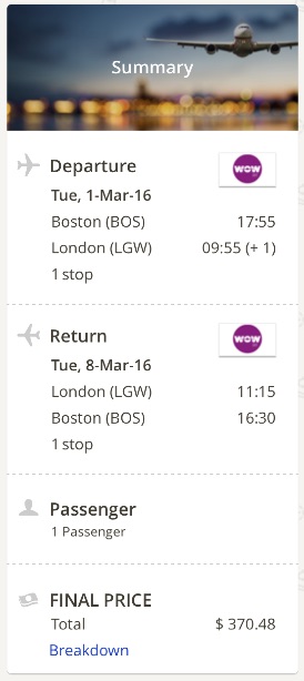 Boston to London