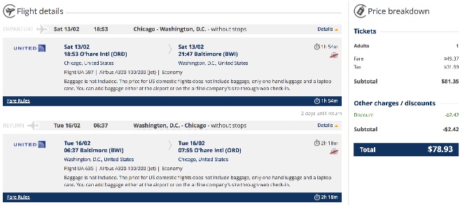 Chicago to Washington