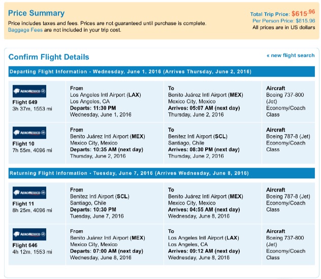 Los Angeles to Santiago