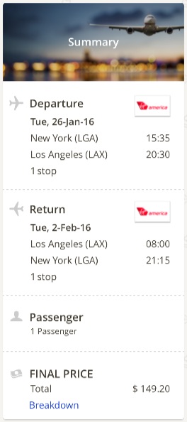 New York to Los Amgeles