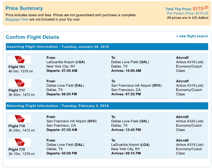 New York to San Francisco