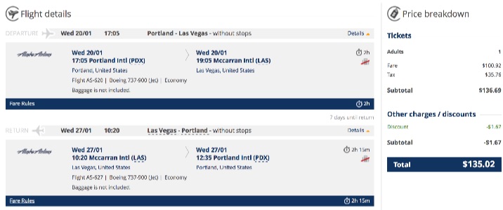 Portland to Las Vegas