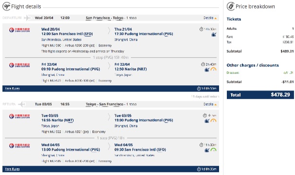 San Francisco to Tokyo