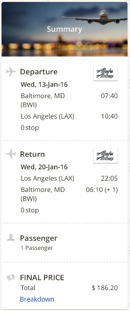 Washington to Los Angeles