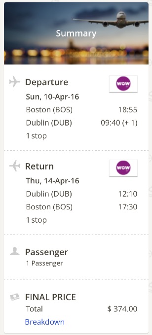 Boston to Dublin
