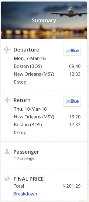Boston to New Orleans