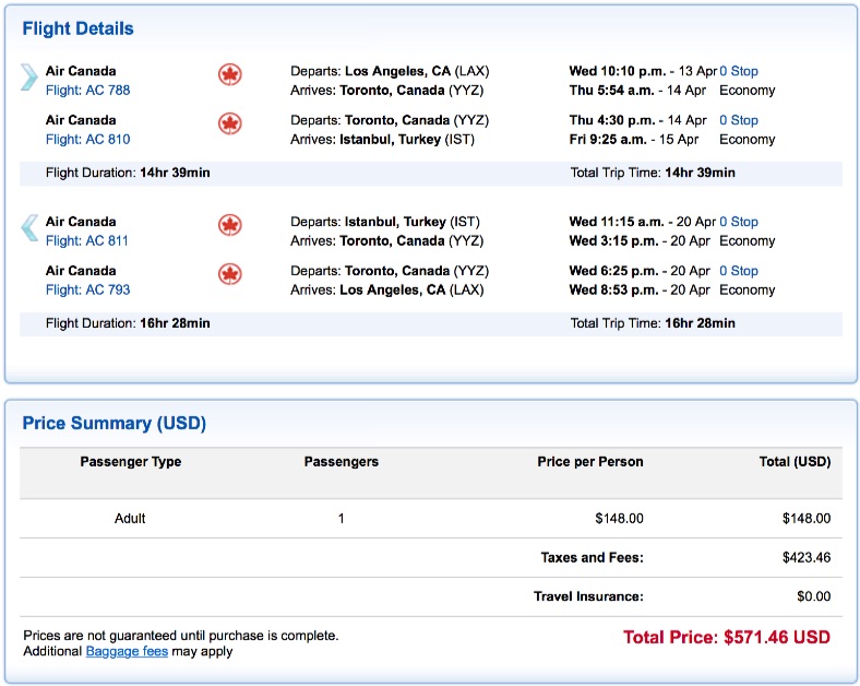 Los Angeles to Istanbul