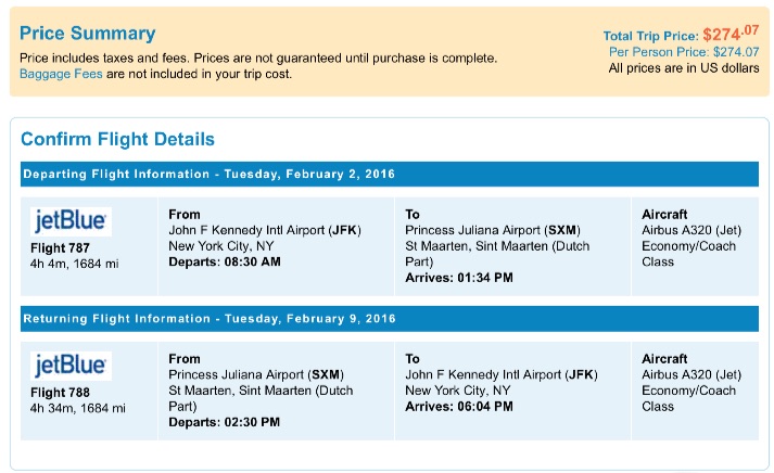 New York to St. Maarten