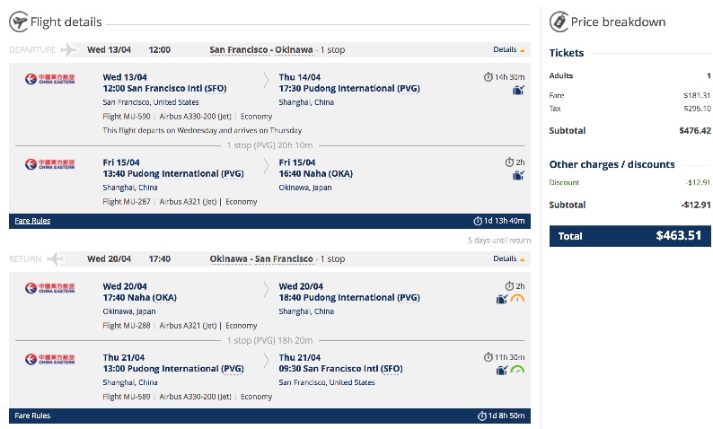 San Francisco to Okinawa