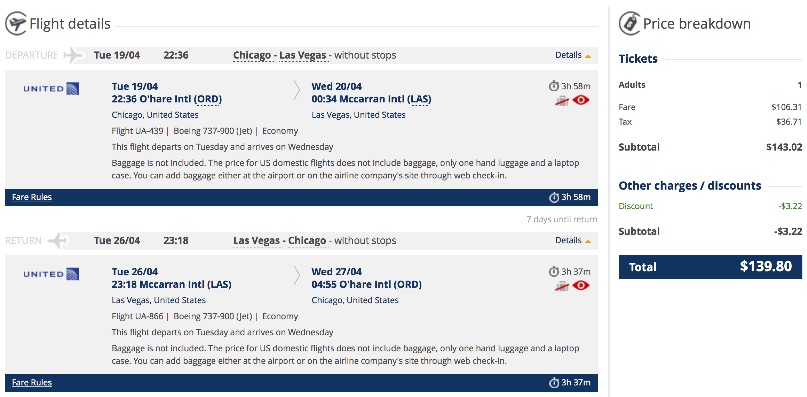 Chicago to Las Vegas