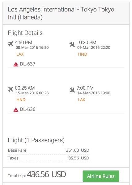 cheap flights from Los Angeles to Tokyo