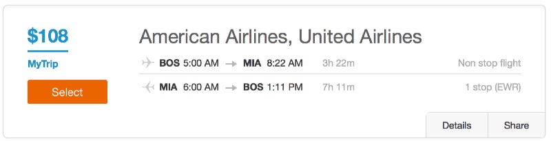 Boston to Miami