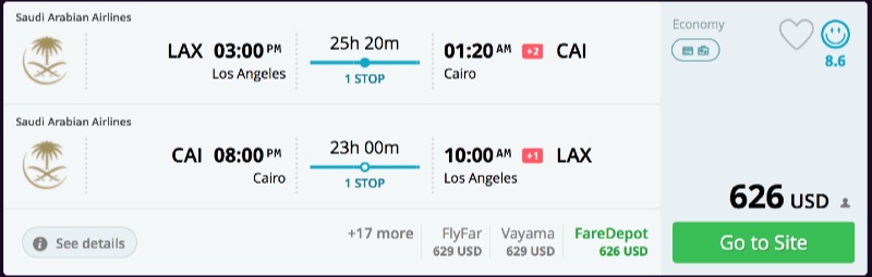 Los Angeles to Cairo