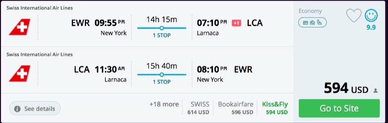 New York to Larnaca, Cyprus