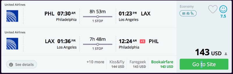 Philadelphia to Los Angeles