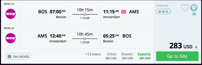 Boston to Amsterdam 