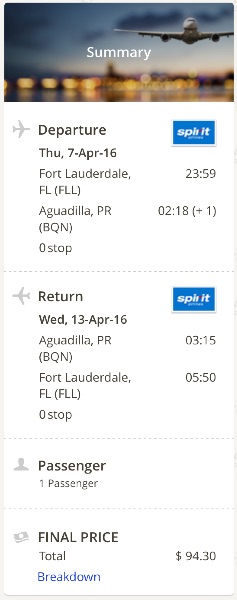 Miami to Aguadilla, Puerto Rico