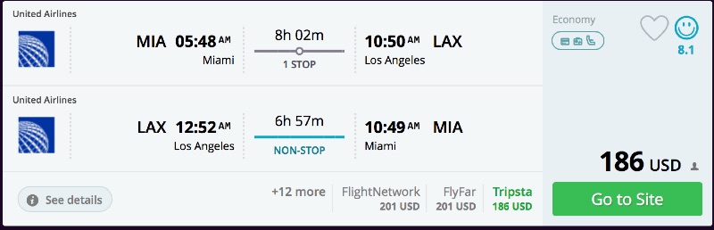 Miami to Los Angeles 