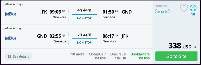 New York to Grenada