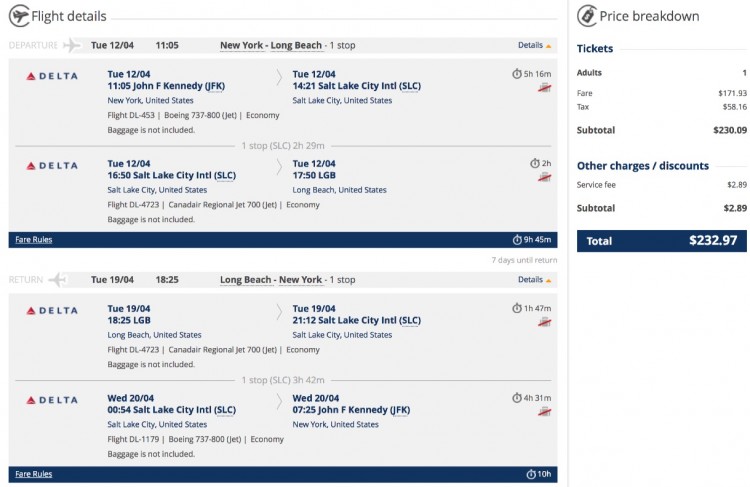 New York to Los Angeles