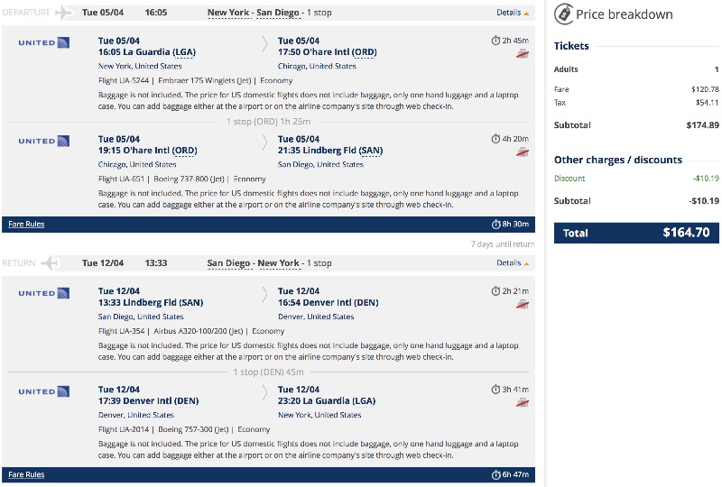 New York to San Diego