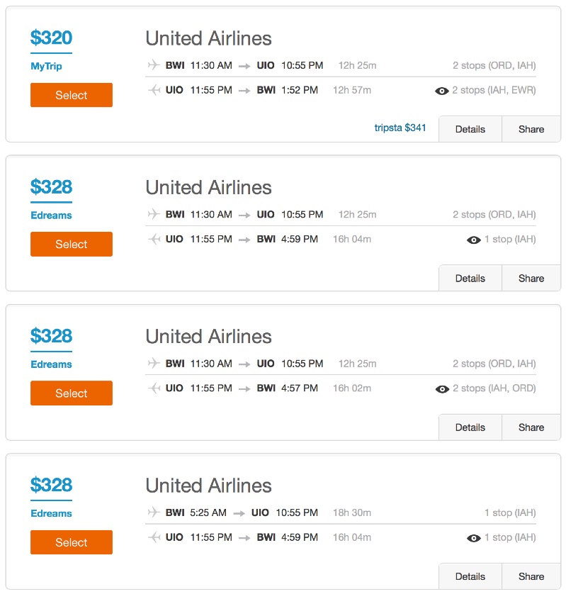 Washington to Quito, Ecuador