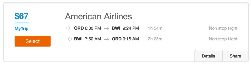 Chicago to Washington