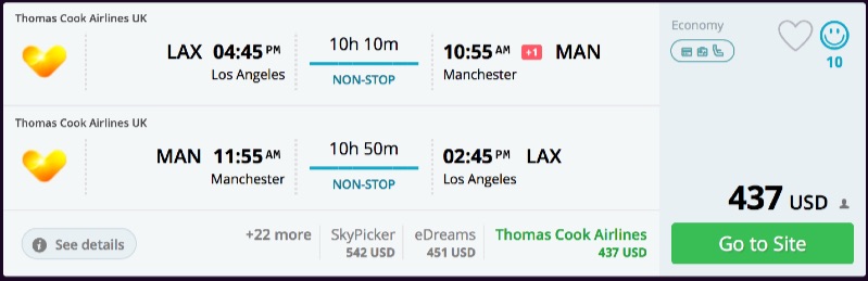 Los Angeles to Manchester