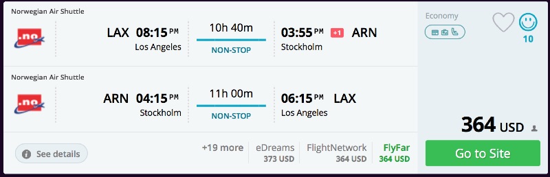 Los Angeles to Stockholm, Sweden