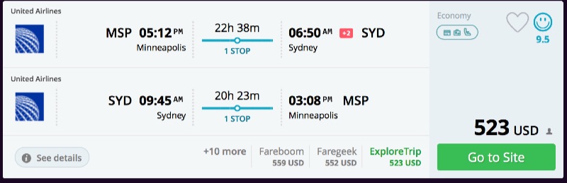 Minneapolis to Sydney