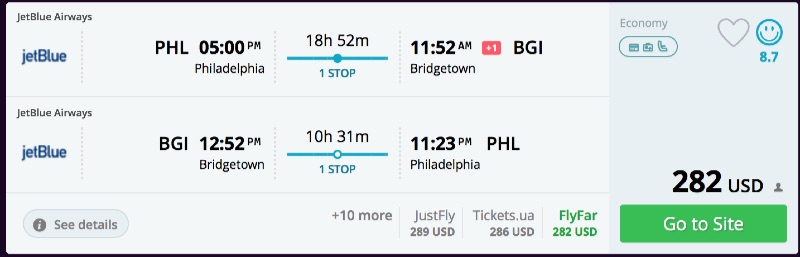 Philadelphia to Barbados