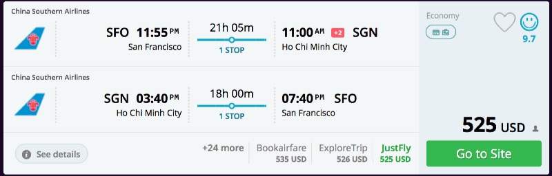 San Francisco to Vietnam