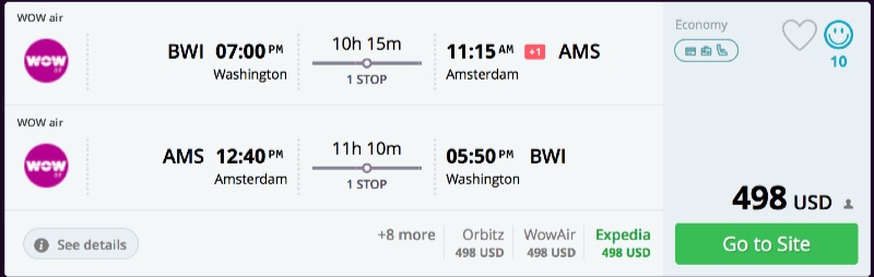 Washington to Amsterdam