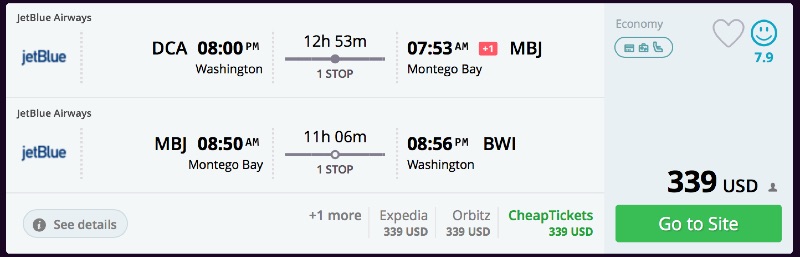 Washington to Montego Bay