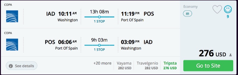 Washington to Port of Spain