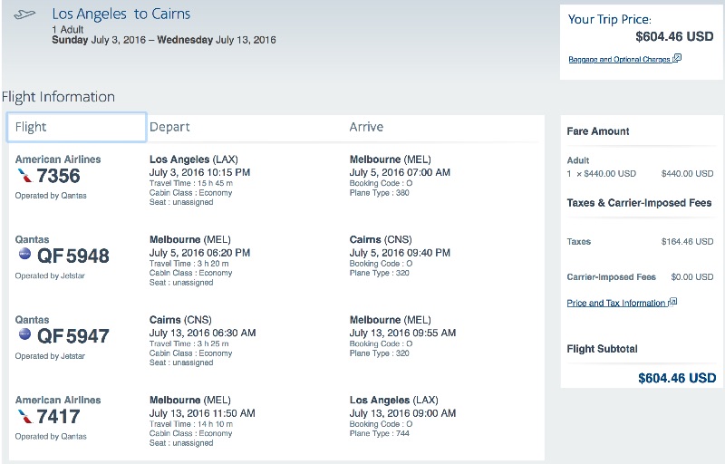 Los Angeles to Cairns