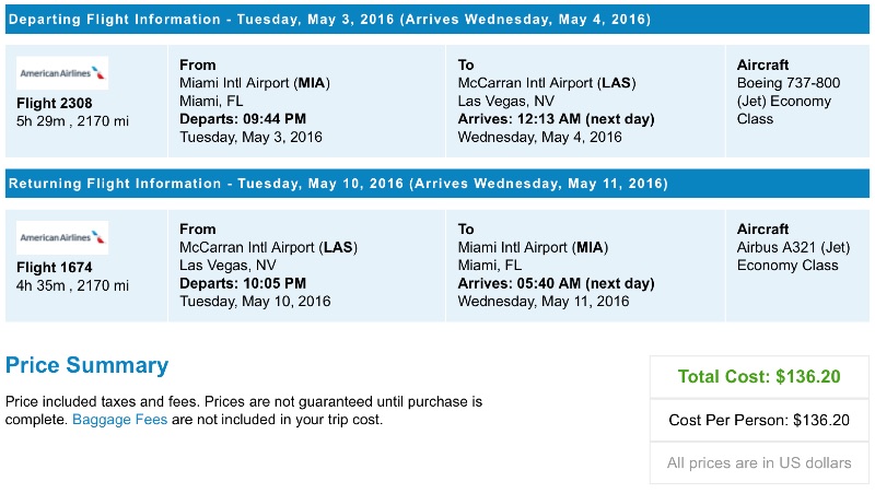 Miami to Las Vegas