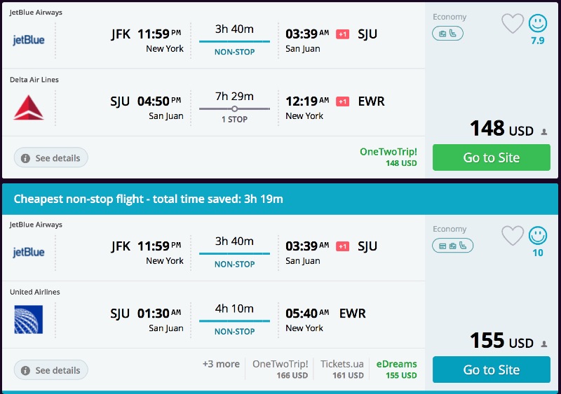 New York to San Juan