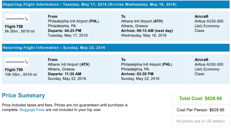 Philadelphia to Athens 