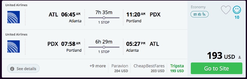 Atlanta to Portland