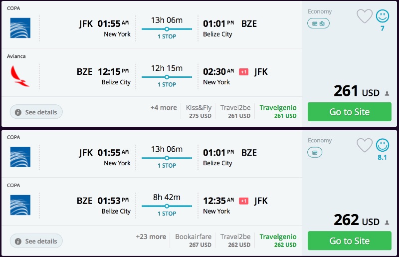 New York to Belize