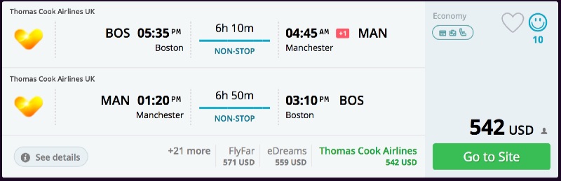 Boston to Manchester
