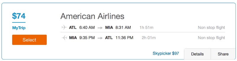 Atlanta to Miami