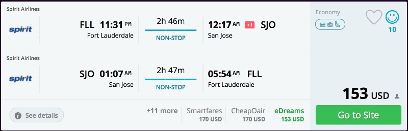 Miami to San Jose, Cost Rica