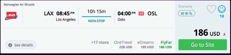 Los Angeles to Oslo, Norway